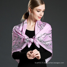 Echarpe imprimée en soie pure pour femmes rose